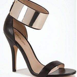 bebe JAQUELINE Gold Metal Cuff Stilleto Heels